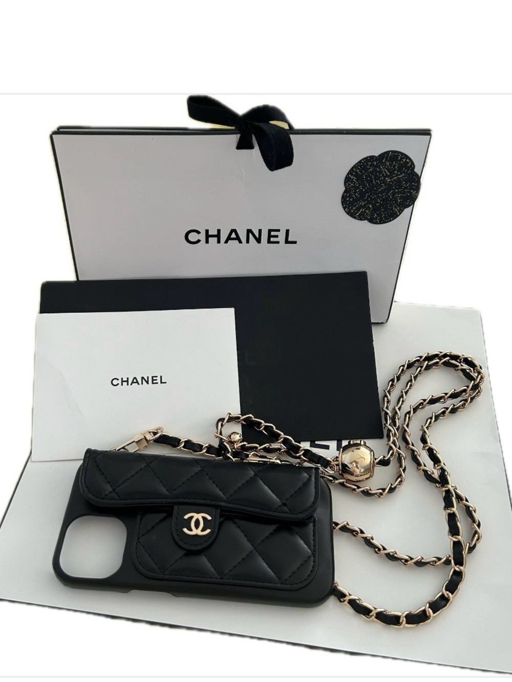 Chanel iPhone 14 crossbody case and card holder